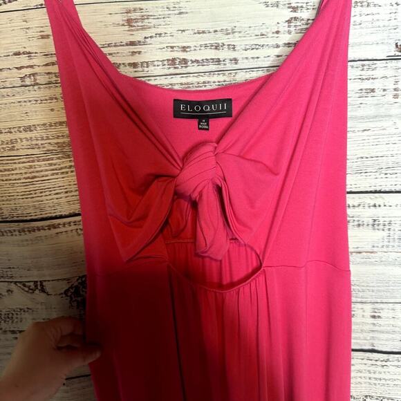 Eloquii Hot Pink Dress Tie Front Cutout Stretch Jersey Women's sz 16 - Picture 4 of 5